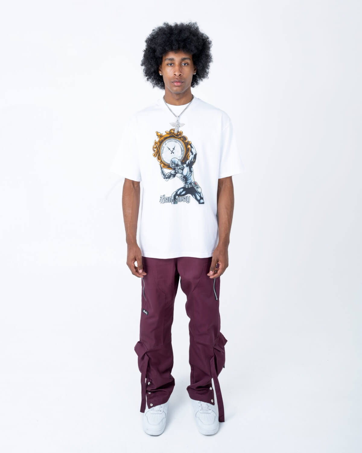 Elanway Oversized T-Shirt With Clockman Print In White