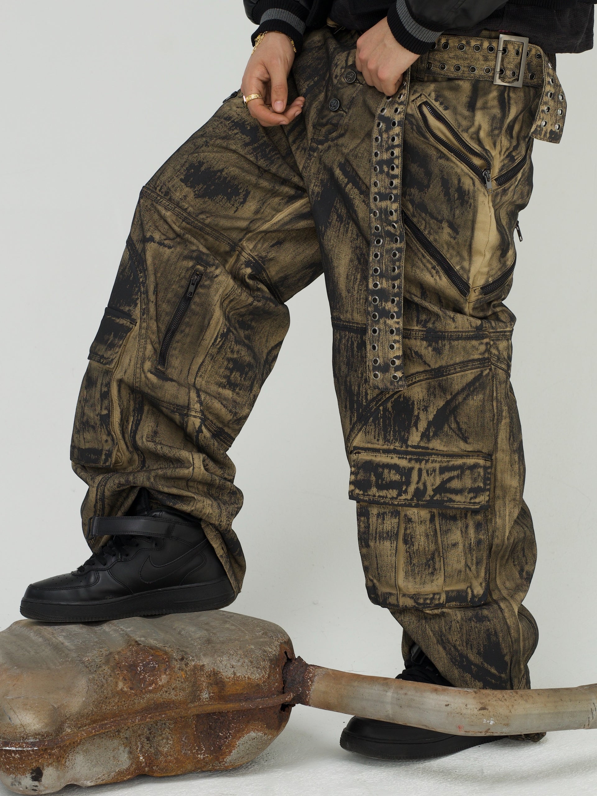 ElanWay Dirty Paint Baggy Cargo Pants