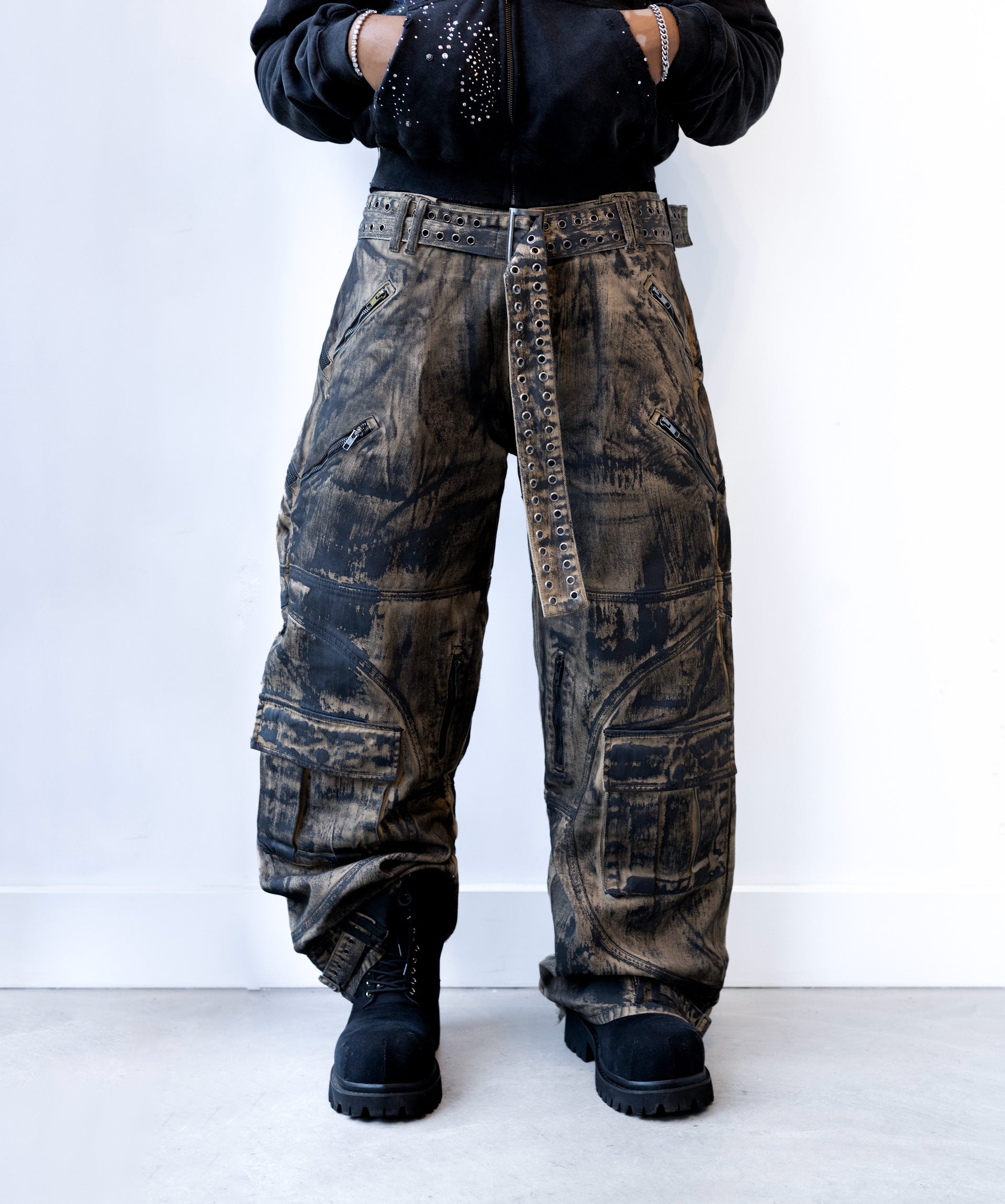 ElanWay Dirty Paint Baggy Cargo Pants